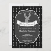 Modern Rustic Black & White Deer Baby Shower Invitation (Front)