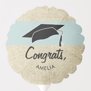 Modern Rustic Blue Congrats Graduation Balloon