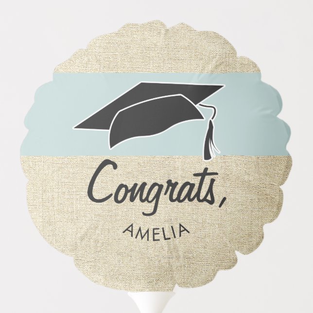 Modern Rustic Blue Congrats Graduation Balloon (Back)