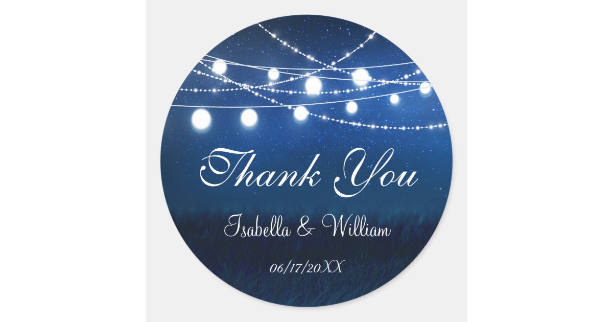 Modern Rustic Blue Country Wedding Thank You Classic Round Sticker | Zazzle