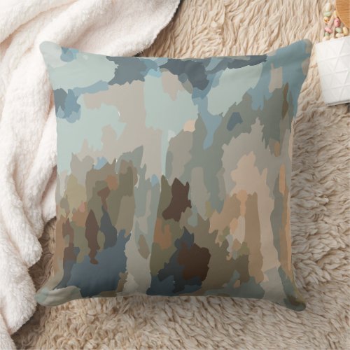 Modern rustic blue nature colors organic shapes  throw pillow