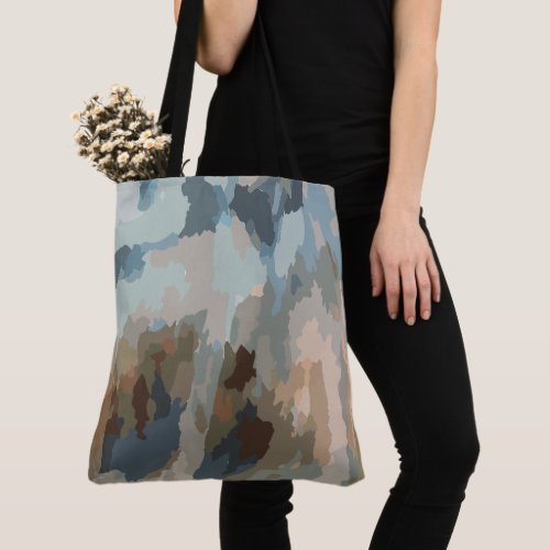 Modern rustic blue nature colors organic shapes  tote bag