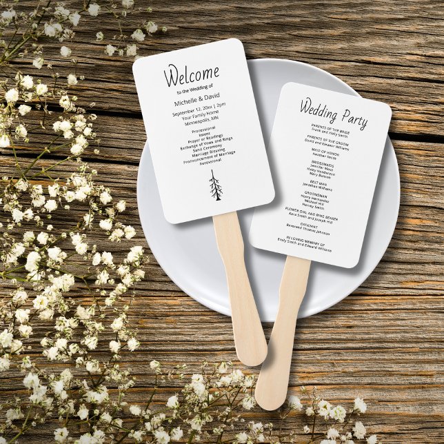Modern Rustic Boho Casual Wedding Ceremony  Hand Fan (Creator Uploaded)