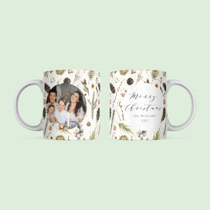 Modern Rustic Boho Christmas Botanical Photo Coffee Mug