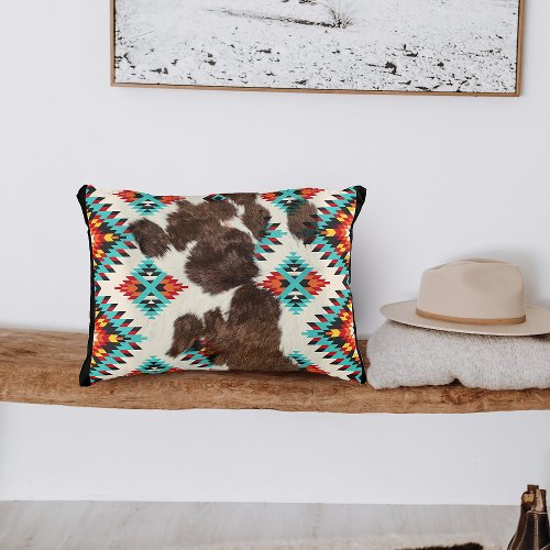 Modern Rustic Boho Southwestern Cowhide   Accent Pillow