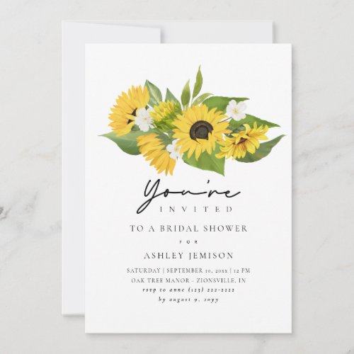 Modern Rustic Boho Sunflowers Bridal Shower Invitation
