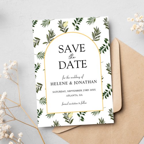 Modern Rustic Botanical Elegant Wedding Save The Date