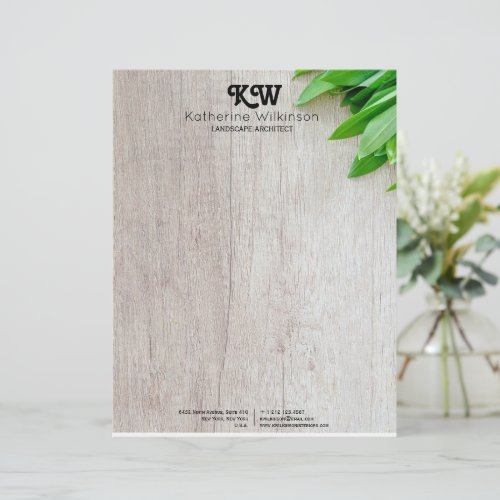 Modern Rustic Botanical Gray Wood Home Office Letterhead