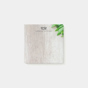 Modern Rustic Botanical Gray Wood Home Office Post-it Notes