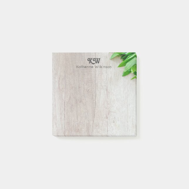 Modern Rustic Botanical Gray Wood Home Office Post-it Notes (Front)