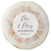 modern rustic botanical pampas grass Mr & Mrs  Sugar Cookie (Front)