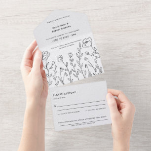 Modern Rustic Botanical Wedding All In One Invitat Invitation