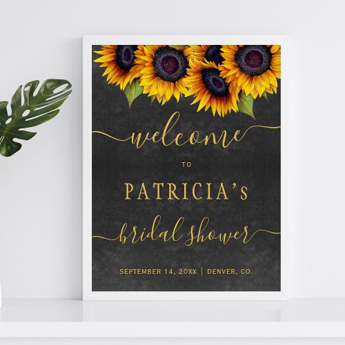 Modern rustic bridal shower gold welcome sign