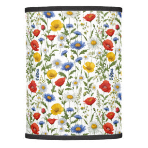 Modern Rustic Bright Floral Wildflower Patterned Lamp Shade