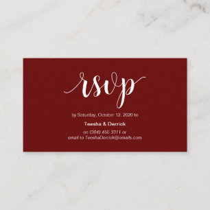 Modern Rustic, Burgundy script, online RSVP Enclosure Card