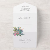 Modern Rustic Cactus Succulent Photo Boho Wedding All In One Invitation (Outside)