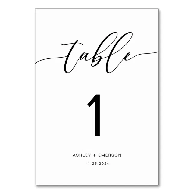 Modern Rustic Calligraphy Wedding Table Number 1 Zazzle