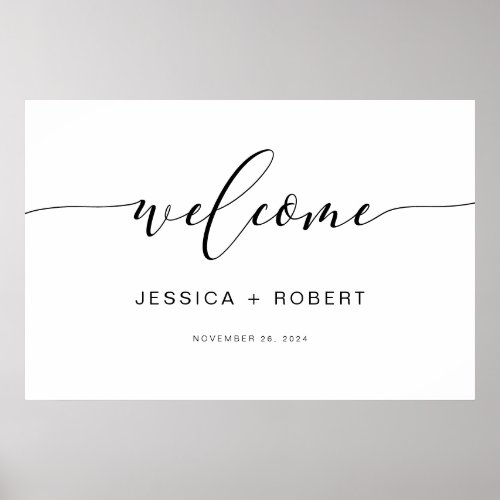 Modern Rustic Calligraphy Wedding Welcome Sign