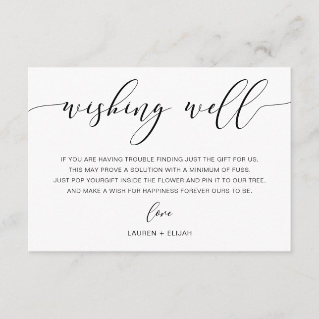Modern Rustic Calligraphy Wishing Well Insert Card (Front)
