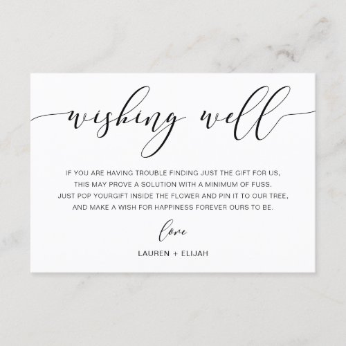 Modern Rustic Calligraphy Wishing Well Insert Card