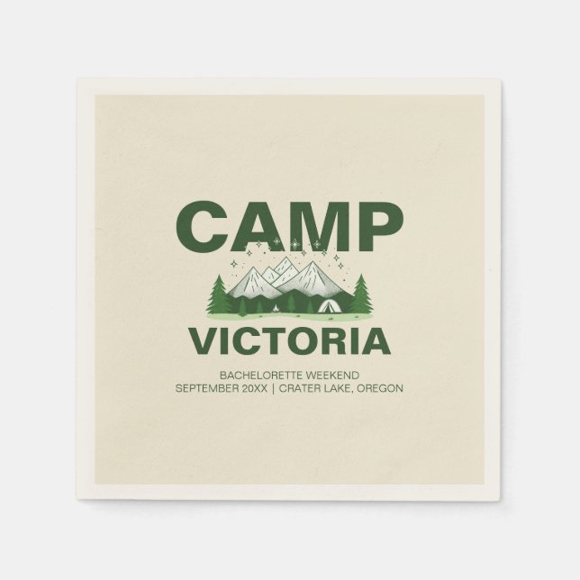 Modern Rustic Camping Bachelorette Party  Napkins (Front)