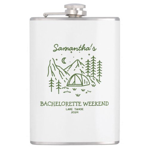 Modern Rustic Camping Bachelorette Party Nature Flask