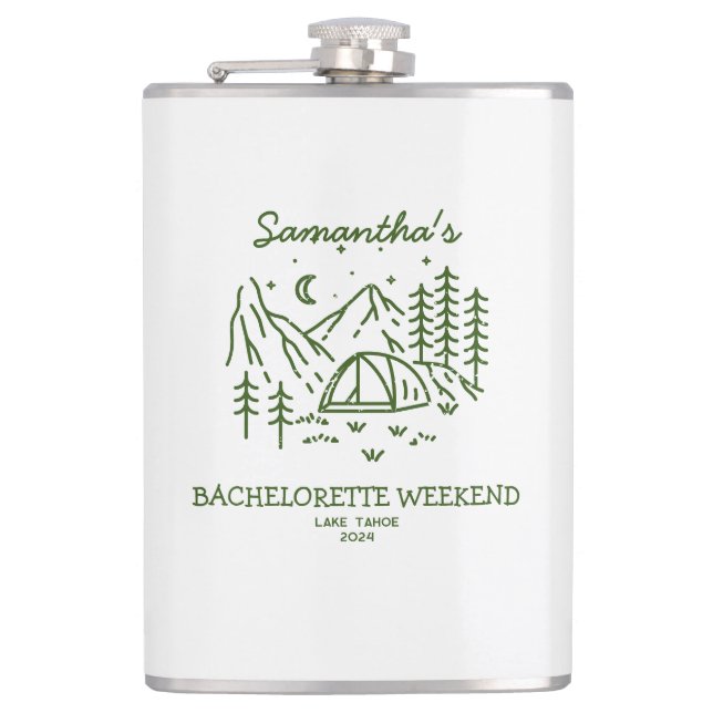 Modern Rustic Camping Bachelorette Party Nature Flask (Front)