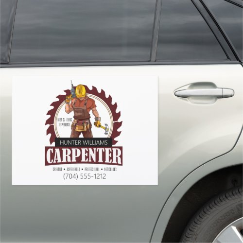 Modern Rustic Carpenter Professional Woodworker Car Magnet