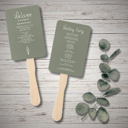 Modern Rustic Casual Sage Green Wedding Ceremony  Hand Fan