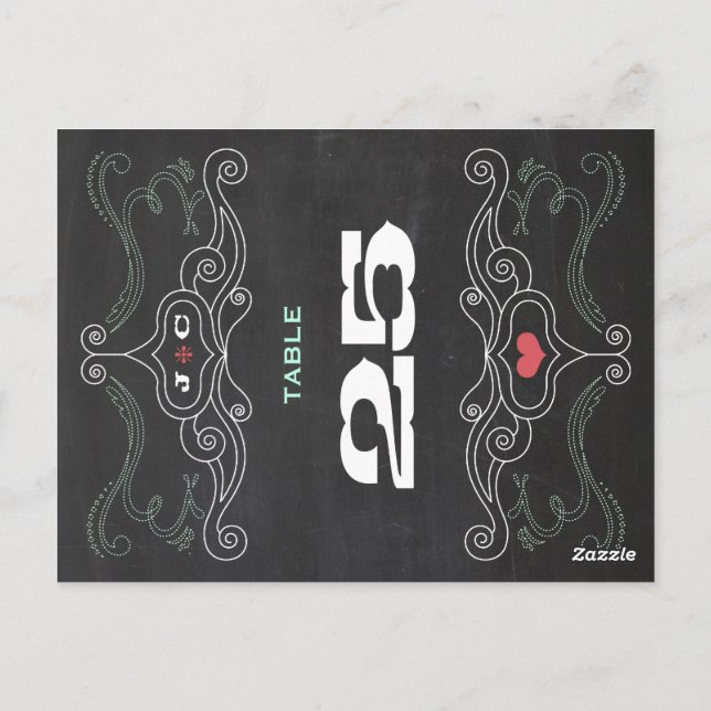 Modern Rustic Chalkboard Typography Wedding Postcard (Back)