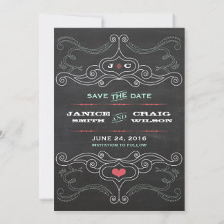 Modern Rustic Chalkboard Typography Wedding Save The Date