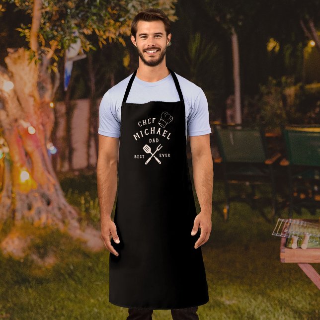 Modern Rustic Chef BEST DAD EVER Custom Adult Apron (Creator Uploaded)