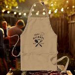 Modern Rustic Chef BEST DAD EVER Father's Day Adult Apron<br><div class="desc">Retro cool personalized "BEST DAD EVER" bbq apron in a logo-style typography design featuring dad's name alongside a chef's hat. Great gift for Father's day or a unique birthday gift for the dad who loves to barbeque.</div>