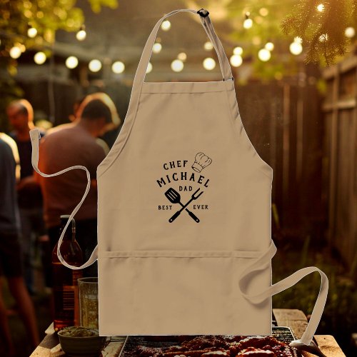 Modern Rustic Chef BEST DAD EVER Fathers Day Adult Apron