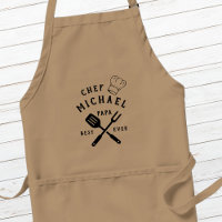 Modern Rustic Chef BEST PAPA EVER Father's Day Adult Apron