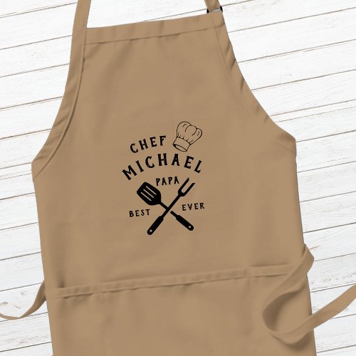 Modern Rustic Chef BEST PAPA EVER Fathers Day Adult Apron