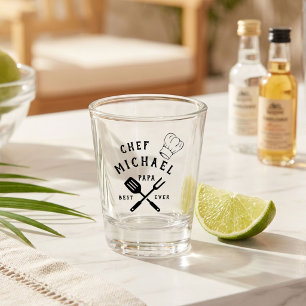 Modern Rustic Chef BEST PAPA EVER Father's Day Shot Glass