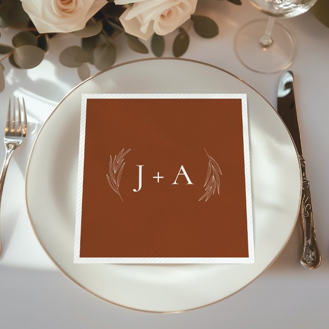 Modern Rustic Chic Botanical Monogram Wedding Napkins (Creator Uploaded)
