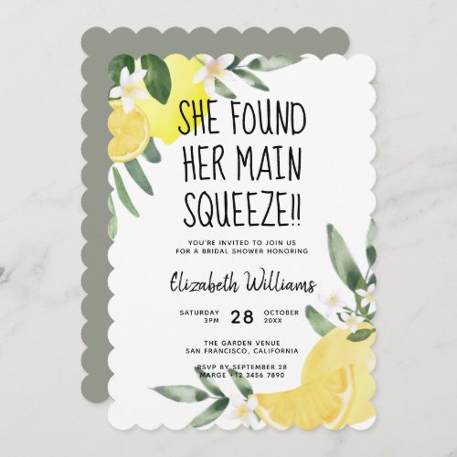 Modern Rustic Chic Lemon Bridal Shower Invitation