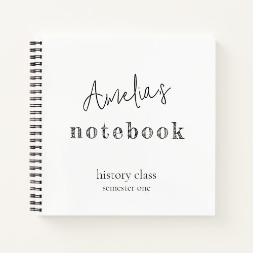 Modern Rustic Chic Minimalist Hand Lettered Square Notebook