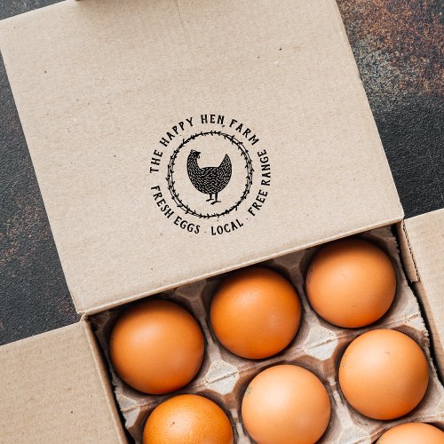 Modern Rustic Chicken Farm Personalized Egg Self_inking Stamp