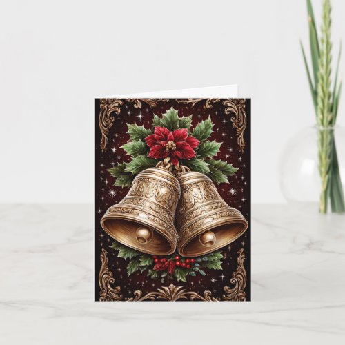 Modern Rustic Christmas Bells  Holiday Card