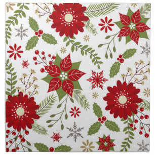 modern rustic Christmas flowers Cloth Napkin