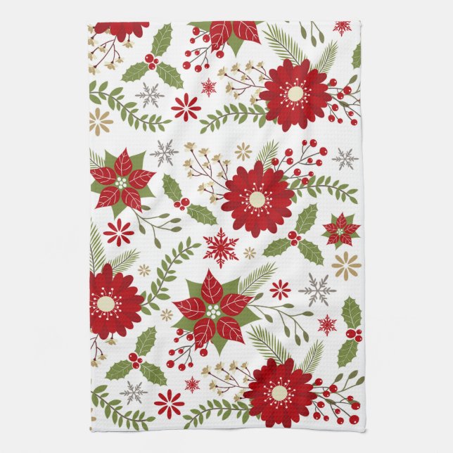 modern rustic Christmas flowers Towel (Vertical)