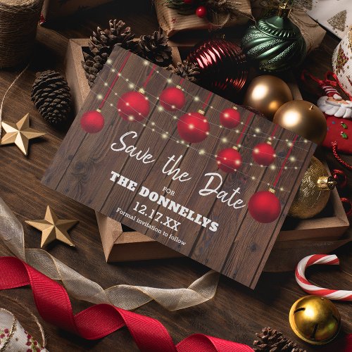 Modern Rustic Christmas Party Save the Date Announcement Postcard