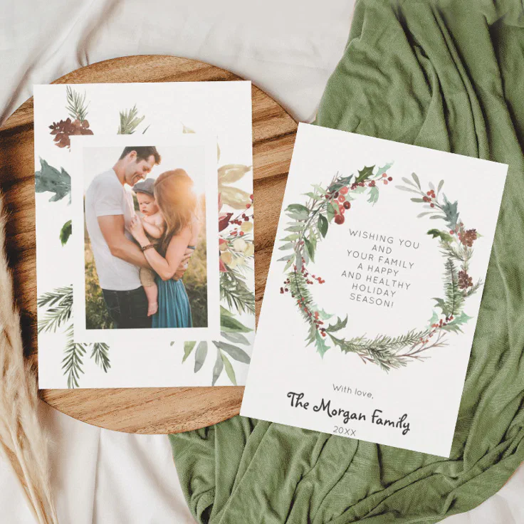 Modern Rustic Christmas Photo Cards Zazzle