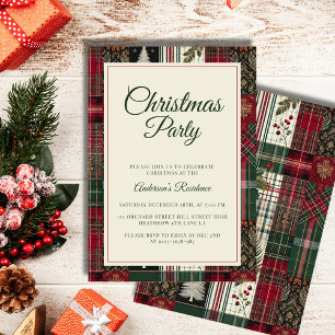 Modern Rustic Christmas Tartan Plaid Invitation