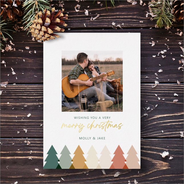 Modern Rustic Christmas Tree Flat Card (Creator Uploaded)