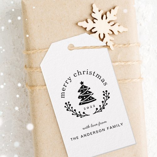 Modern Rustic Christmas Tree Globe Christmas Gift Tags