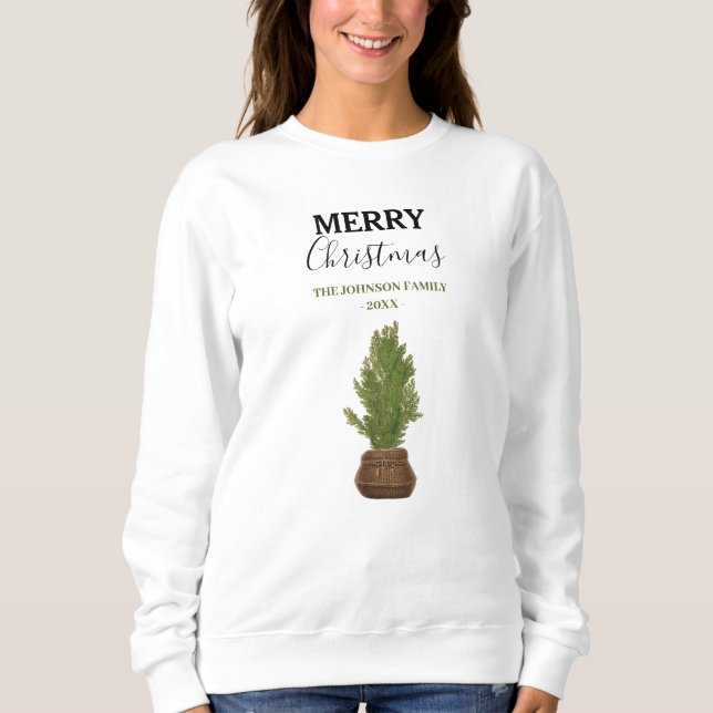 Modern Rustic Christmas Tree Holiday Sweatshirt (Front)